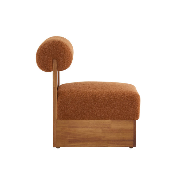 English Elm Christopher Knight Home® - Modern Boucle Lounge Chair with Rolled Backrest and Solid Wood Frame for Cozy, Durable Comfort and Style Natural,Orange N767P256409D