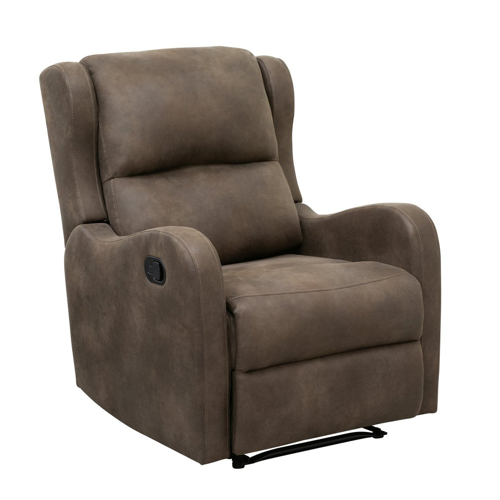 English Elm Microfiber Durant Brown Recliner Chair with Pull-Tab Recline, Polished Microfiber Upholstery, Cozy Seat B011P207534