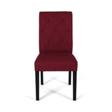 Christopher Knight Home® - Noble House - Ropp Contemporary Tufted Dining Chairs, Deep Red and Dark Brown - Set of 2