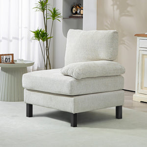 English Elm Homcom Right-Facing Armchair Module For Customizable Sectional Sofa, Cream White With Pocket Spring Comfort W2225P229503