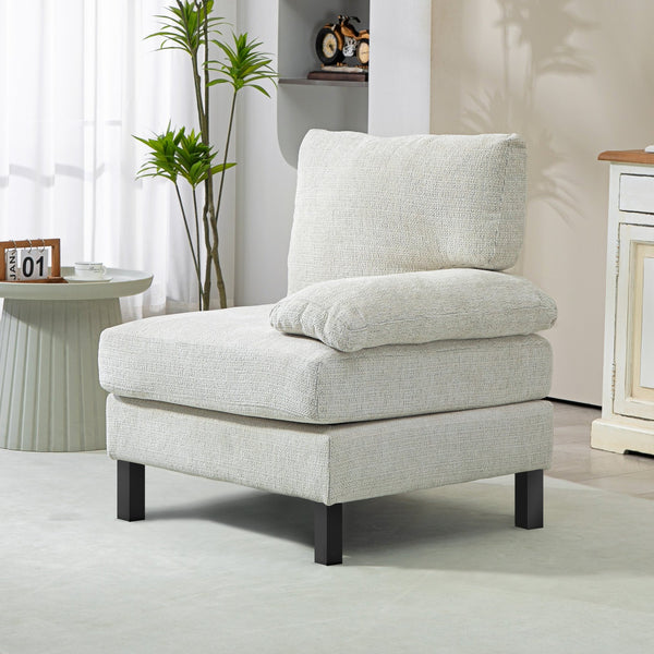 English Elm Homcom Right-Facing Armchair Module For Customizable Sectional Sofa, Cream White With Pocket Spring Comfort W2225P229503