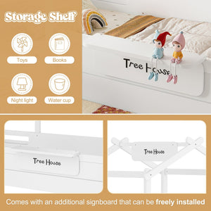English Elm Twin Low Loft Bed Solid Pine Frame with Built-in Led Lighting and Storage Shelves Light White W1580P396330