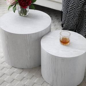 English Elm Round Nesting Coffee Tables Set of 2 Mdf Veneer White Finish for Living Room W1117P193718