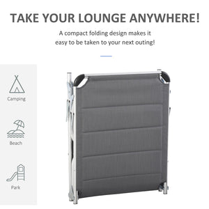 English Elm Outsunny Foldable Chaise Lounge Chair - 5-Position Recliner With Padded Comfort For Beach & Patio W2225P174386-GIGA