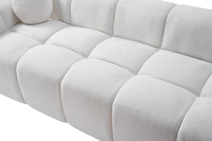 English Elm 98.4" Corduroy Cloud Puff Sofa Vacuum Packed 4-seater Living Room Couch with Pillows White W5515P477281