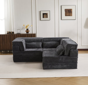 English Elm Compression Oversized Boneless Modular Sofa Bed - Versatile, No Assembly, Memory Foam Comfort In Dark Grey W3723S00021