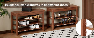 English Elm Adjustable Solid Rubberwood Storage Bench with Hidden Compartment for Entryway or Bedroom W2987P337970