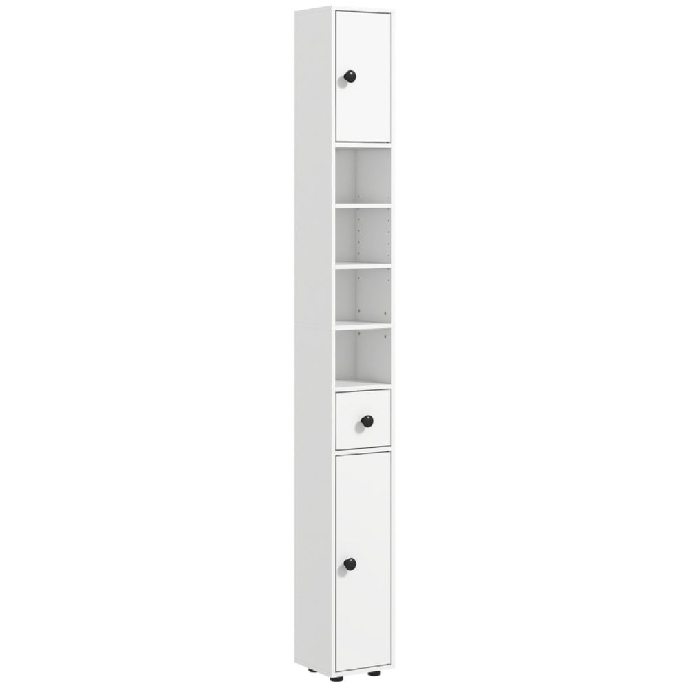 English Elm Slim Corner Bathroom Cabinet Tall Narrow White Tower with Soft Close Doors Storage T3971P470790