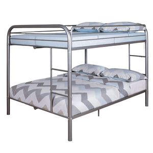 English Elm Full Over Full Metal Bunk Bed In Silver Finish - Space-Saving, Stylish Design With Angled Ladder B2741S00309