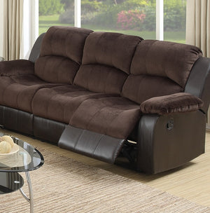 English Elm Motion Sofa Oversized 3-Seat Chocolate Padded Suede & Bonded Leather Reclining Couch, Plush Comfort B011P205234