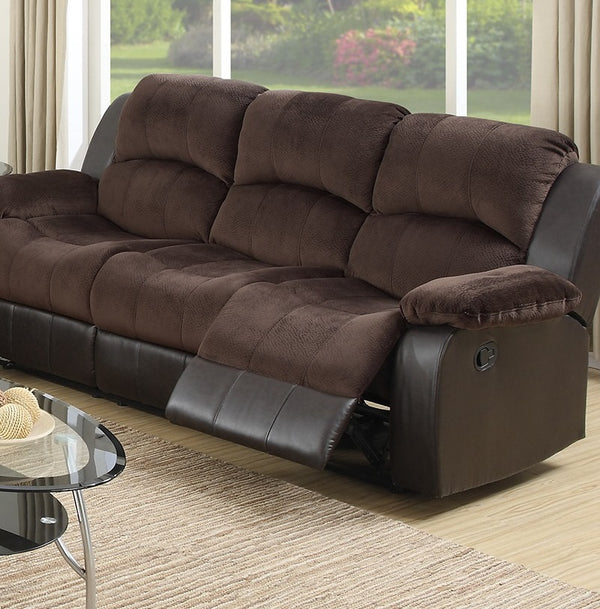 English Elm Motion Sofa Oversized 3-Seat Chocolate Padded Suede & Bonded Leather Reclining Couch, Plush Comfort B011P205234