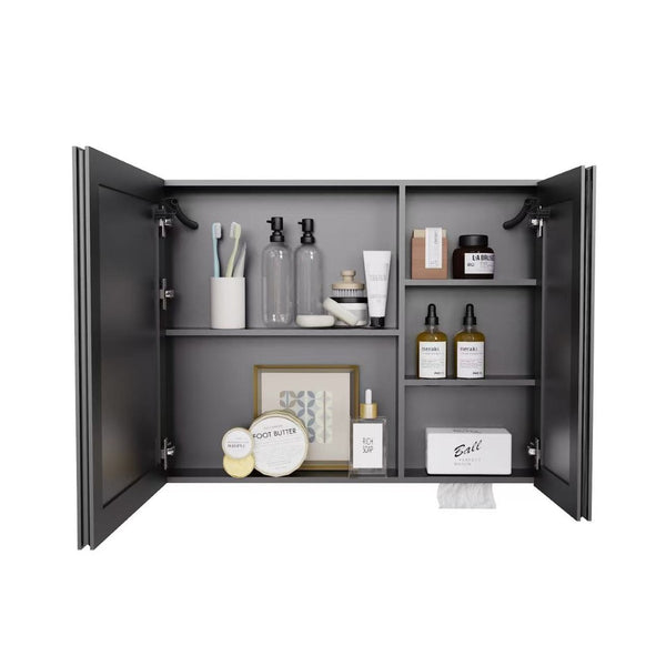 English Elm Led Aluminum Medicine Cabinet Double Door Anti Fog Mirror Light for Bathroom Walls W3083P373516