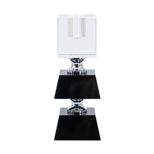 English Elm 2.4X2.4X5.9" Elegant Black And Clear Two-Tiered Square Candle Holder For Modern Home Décor Accents W2078P390744