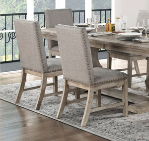 English Elm Traditional 7-Piece Dining Set With Extension Leaf: Elegant Table & 6 Upholstered Chairs In Gray B011S01480-GIGA