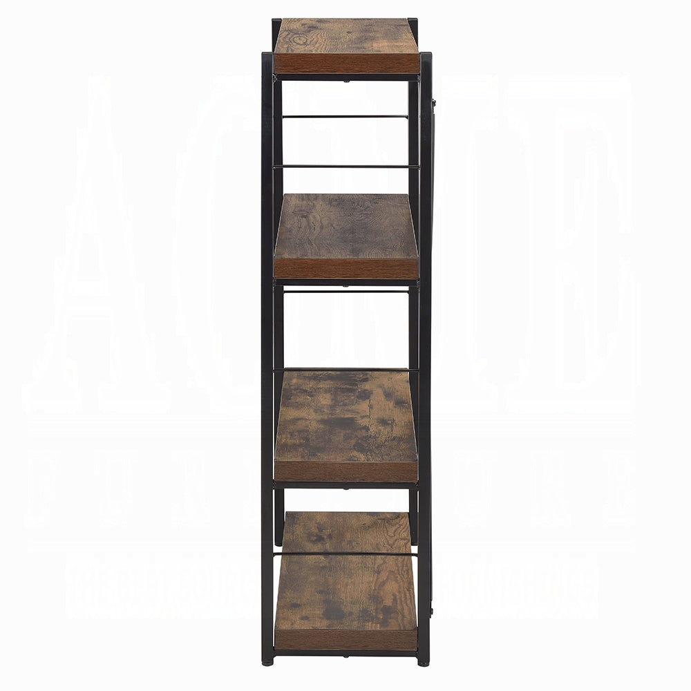 English Elm Industrial 1pc Bookshelf Black Metal Frame with Weathered Oak Shelves, 4-Tier X-Back Storage, 24"W x43"H B2741P335213