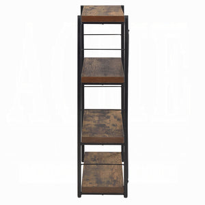 English Elm Industrial 1pc Bookshelf Black Metal Frame with Weathered Oak Shelves, 4-Tier X-Back Storage, 24"W x43"H B2741P335213