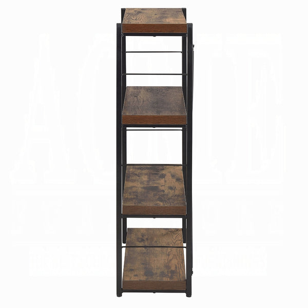 English Elm Industrial 1pc Bookshelf Black Metal Frame with Weathered Oak Shelves, 4-Tier X-Back Storage, 24"W x43"H B2741P335213