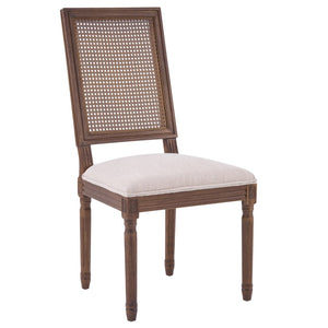 English Elm [set of 2] Cane Back Dining Chairs Solid Rubberwood Fluted Legs Weathered Farmhouse Style N767P263678B