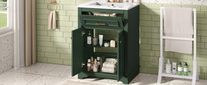 English Elm 24" Matte Single Sink Vanity Solid Poplar Frame Gold Hardware Soft Close Cabinet Green N710P389449F