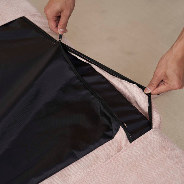 English Elm Convertible Fold-Out Double Sofa Bed with Thick Cushioning, Adjustable Backrest & Space-Saving Design Pink W244S00003