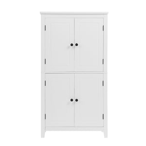 English Elm Elegant Bathroom Floor Storage Cabinet with 4 Doors, Adjustable Shelves, Anti-Tip Design, 28"L x 15"W White N725P188461K
