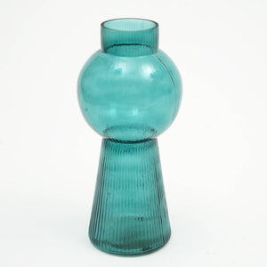 English Elm Modern Funnel Flare Glass Vase - Elegant 12-Inch Teal Decorative Accent For Home & Event Centerpieces B346P336870