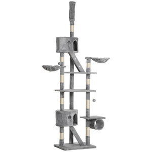 English Elm Large Floral Cat Tree 74 Inch Teddy Fleece Multi Level Tower with Sisal Scratching Posts T3971P413085