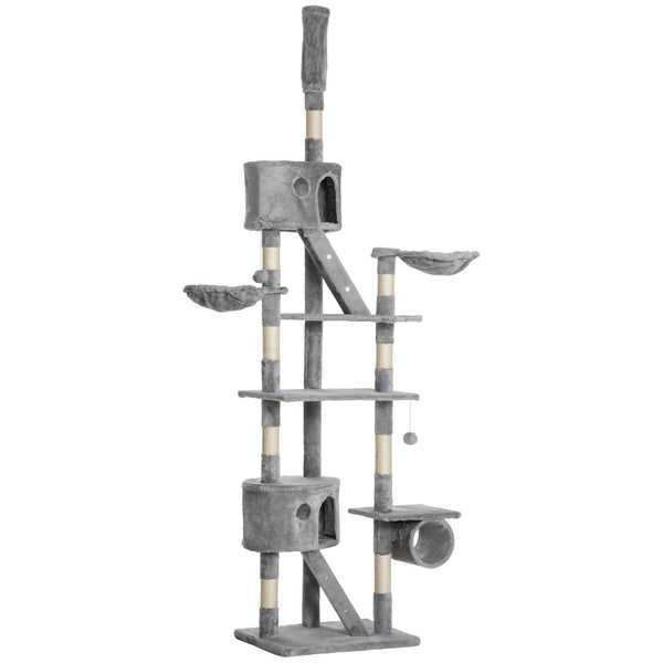 English Elm Large Floral Cat Tree 74 Inch Teddy Fleece Multi Level Tower with Sisal Scratching Posts T3971P413085