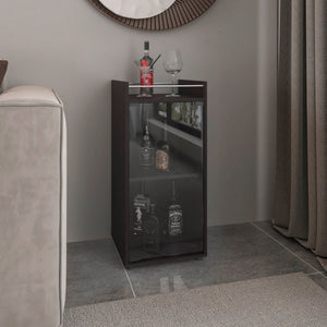 English Elm Theba Modern Minibar Cabinet with 2 Doors & Open Shelf, Compact Black MDF Storage for Small Spaces B070P337131