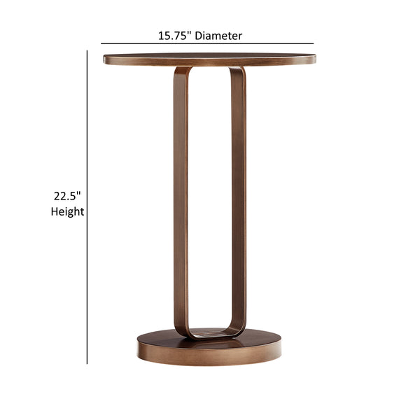 English Elm Tareel Sculptural Antique Bronze Round Accent Table with Open Oval Pedestal, 15.75" Top, Versatile B050P364436