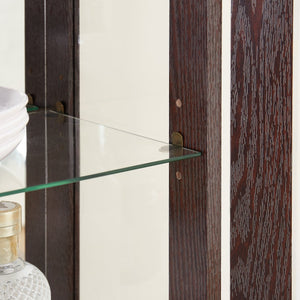 English Elm Lighted Glass Curio Cabinet - Elegant 2-Door Display With Adjustable Shelves & Integrated Lighting, Cherry W1758P300116