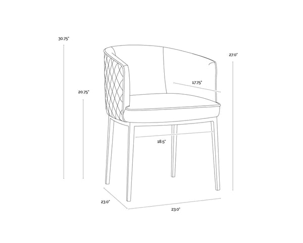 Sunpan CORNELLA Dining Armchair - Soft Blush Grey Fabric, Antique Brass Frame, Modern Elegance for Dining 104308