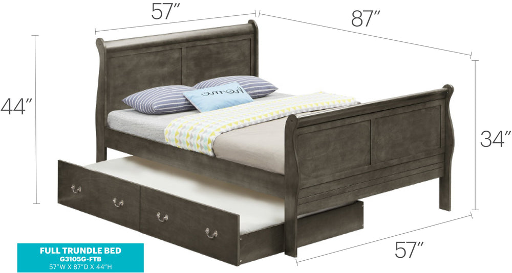 English Elm Elegant Gray Trundle Bed – Timeless Design With Space-Saving Functionality For Any Room Setup B078S00312