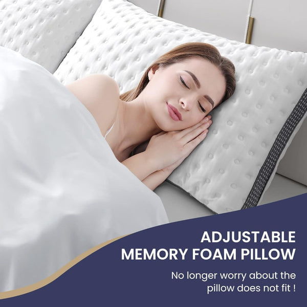 English Elm Cooling Queen Pillow Set with Gel Memory Foam Ice Silk Cover Medium Firm Support B2716P366611