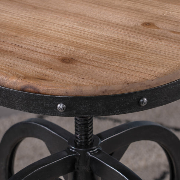 English Elm Christopher Knight Home® - Firwood Industrial Swivel Barstool with Adjustable Height, Firwood Seat & Sturdy Iron Frame, Pewter Natural Finish 52135.00