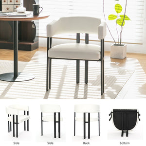 English Elm Modern Barrel Dining Chairs Set of 2 Faux Leather Wraparound Seat Metal Frame White Pu W3394P444215