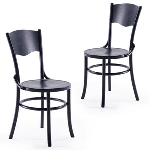 English Elm Rustic Solid Wood Dining Chairs Set of 2 in Black — Farmhouse Mid-Century Style, Solid Wood, Fully Assembled, Elegant and Durable (37"H) T3623P408532