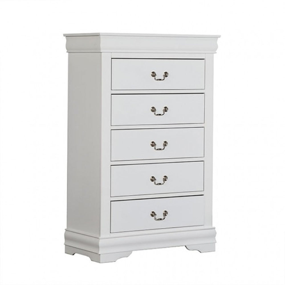 English Elm Transitional White Chest Solid Wood Dovetail Drawers Nickel Pulls Bedroom Storage B2741P372711