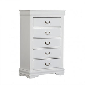 English Elm Transitional White Chest Solid Wood Dovetail Drawers Nickel Pulls Bedroom Storage B2741P372711