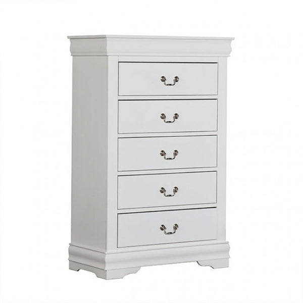 English Elm Transitional White Chest Solid Wood Dovetail Drawers Nickel Pulls Bedroom Storage B2741P372711