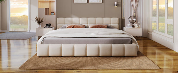 English Elm Elegant Chenille King Bed Geometric Checkerboard Headboard Plush Upholstered Bedroom N769P339029K