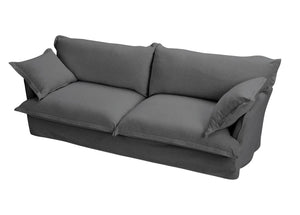 English Elm 87.4'' Modern Comfy Upholstered Sofa Cloud Couch - Deep Seat, Removable Washable Covers, Plush Dark Gray W2357P272956