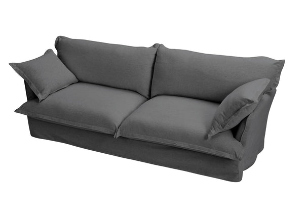 English Elm 87.4'' Modern Comfy Upholstered Sofa Cloud Couch - Deep Seat, Removable Washable Covers, Plush Dark Gray W2357P272956