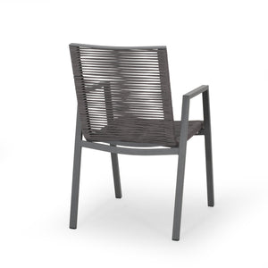 English Elm Christopher Knight Home® - Outdoor Aluminum Dining Chair with Handwoven Rope Seat, Sleek Weather-Resistant Patio Seating Set DARK GREY 64679.00GRY