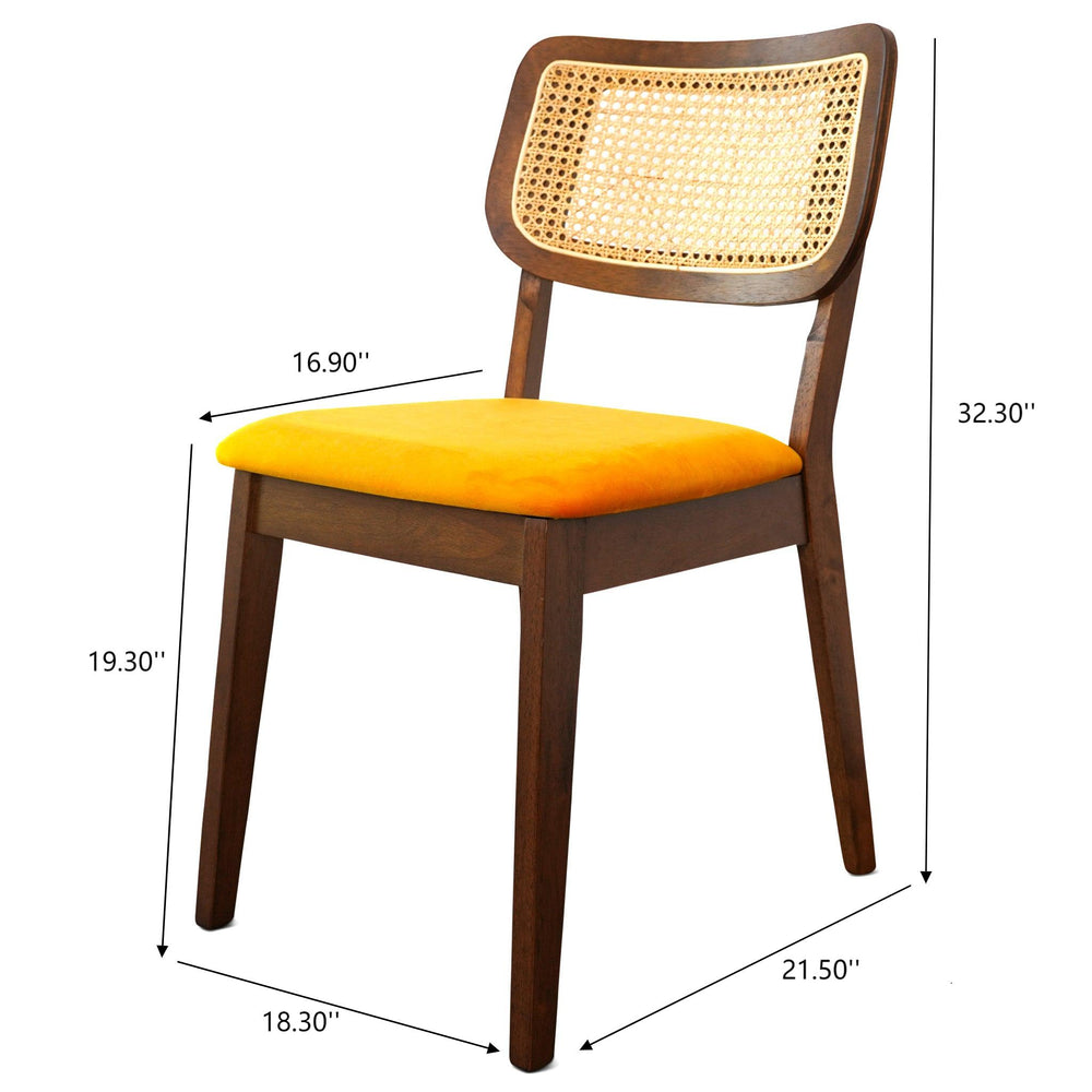 English Elm Ashcroft Furniture - Kaden Mid-Century Orange Velvet Dining Chair Set of 2 — Armless Solid Wood, Plush Contoured Seats, Retro Split Back (Set) B183P232098