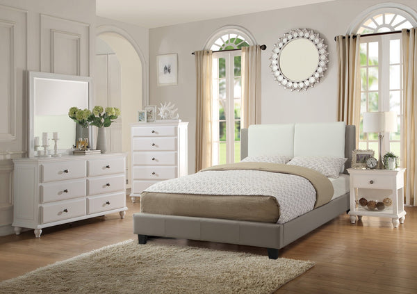 English Elm Modern White Five Drawer Tall Chest Poplar Frame Bedroom Storage Organizer B011P448740