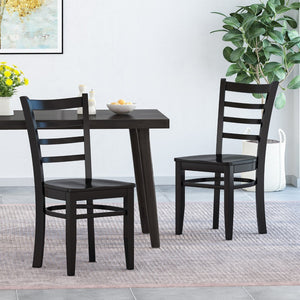 English Elm Dining Chair Set of Two Solid Rubberwood Ladder Back Farmhouse Cottage Style 67982.00MTBLK
