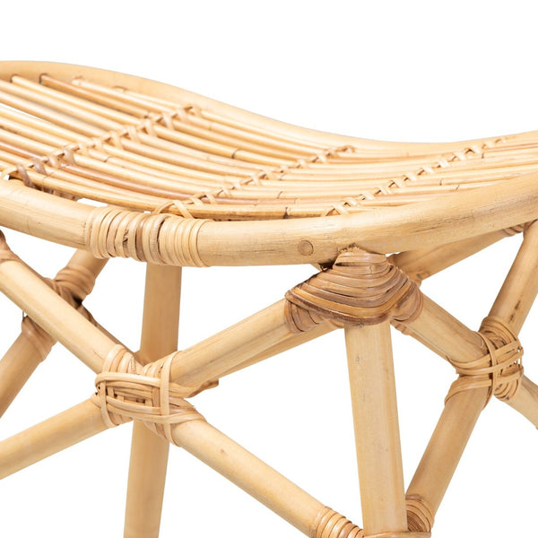 English Elm Modern Rattan Counter Stool Sculptural Bent Seat Bohemian Kitchen Island Seating B2750P470062