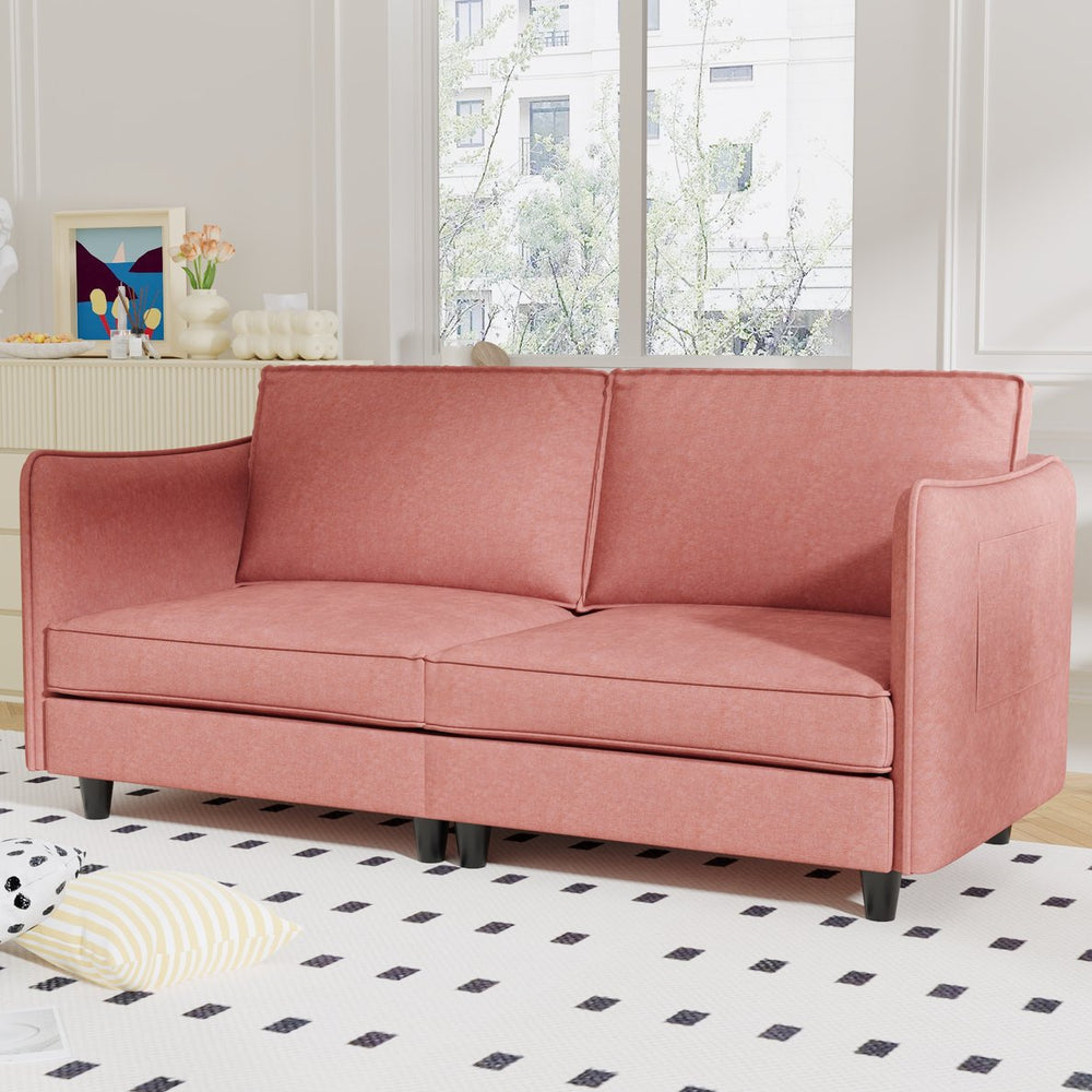 English Elm 74.27'' Loveseat Sofa with Pocket Spring Comfort, Solid Wood Frame, Mid-Century Modern Small-Space Couch Red W680P224971