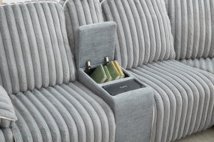 English Elm M078 Power Reclining Sectional Sofa with Dual USB Ports, Armrests & Back Reset for Ultimate Comfort Grey W1805S00081